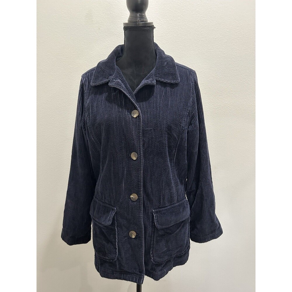 L.L. Bean Womens S Corduroy Jacket Blue Detachable Quilt Lining Button Front